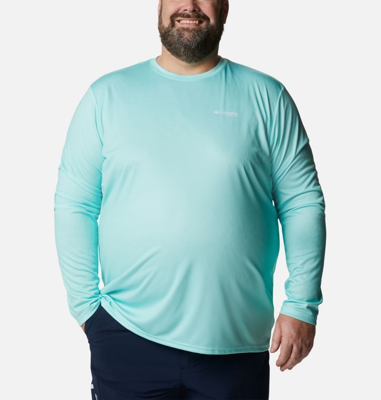 Men's Columbia PFG Terminal Tackle Fish Flag Long Sleeve Sweatshirts Turquoise | Plus Size CA-J0634